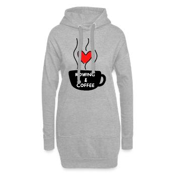 Rudern und Kaffee - Hoodie-Kleid - Grau meliert - Vorne