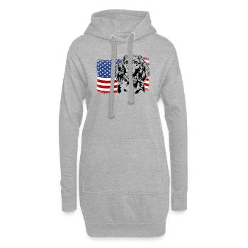 Nederlandse Kooikerhondje Amerika Flag Dogs - Sweat-shirt à capuche long Femme - gris chiné - Devant