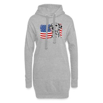 Dalmatiens Amérique Flag Dogs Wilsigns - Sweat-shirt à capuche long Femme - gris chiné - Devant