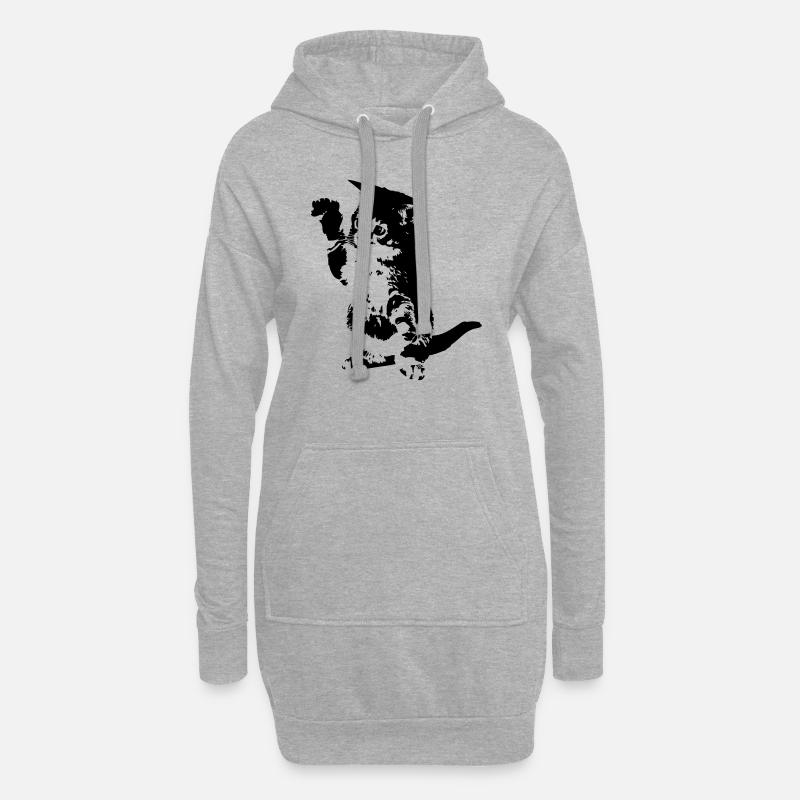 Katze - Hoodie-Kleid - Grau meliert