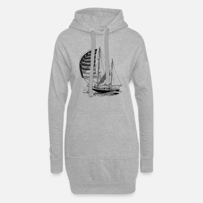 Das Segelboot - Hoodie-Kleid - Grau meliert