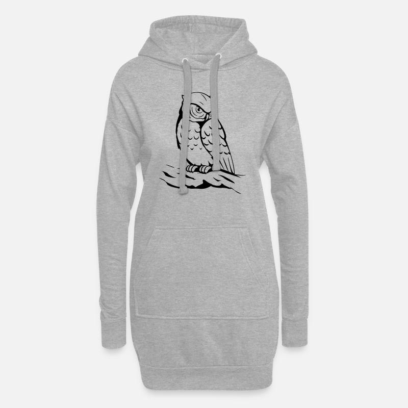 Eule - Hoodie-Kleid - Grau meliert