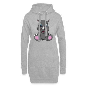 Rhinocéros rhinocéros - Sweat-shirt à capuche long Femme - gris chiné - Devant