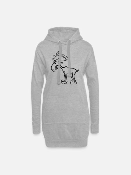 Elch - Hoodie-Kleid - Grau meliert