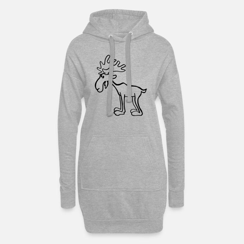 Elch - Hoodie-Kleid - Grau meliert