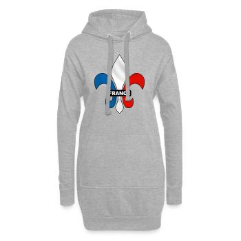 france - fleur de lys - Sweat-shirt à capuche long Femme - gris chiné - Devant