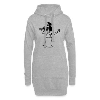 femme a barbe Drag queen travesti - Sweat-shirt à capuche long Femme - gris chiné - Devant