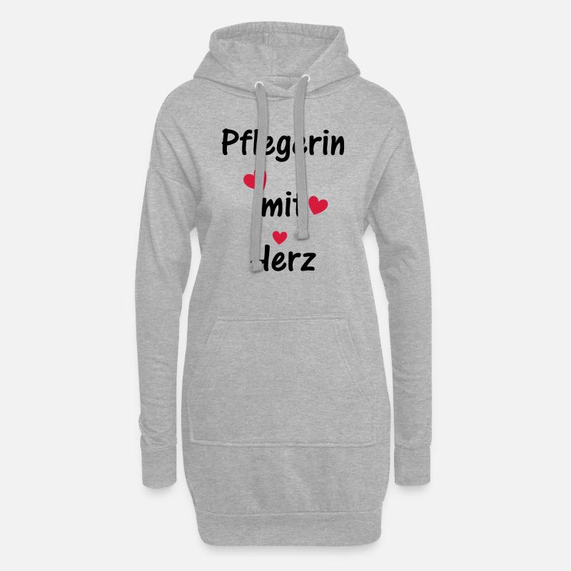Pflegerin mit Herz - Hoodie-Kleid - Grau meliert
