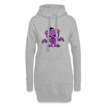Monstre violet mauvais - Sweat-shirt à capuche long Femme - gris chiné - Devant