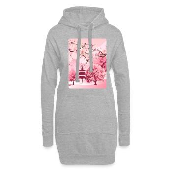 Japanische Kirschblüte Japanische Kunst - Hoodie-Kleid - Grau meliert - Vorne