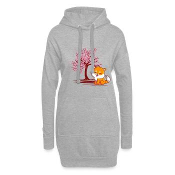 Shiba Inu chien fleur de cerisier japonais - Sweat-shirt à capuche long Femme - gris chiné - Devant