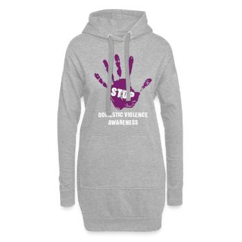 Häusliche Gewalt gegen Frauen stoppen - Hoodie-Kleid - Grau meliert - Vorne