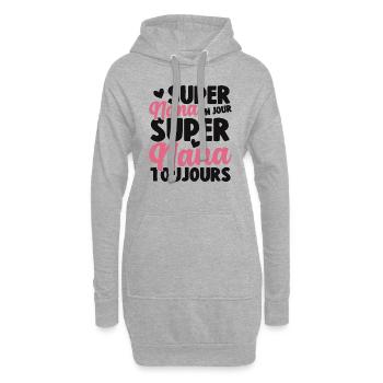 Femme Super Nana Un Jour Super Nana Toujours Nana - Sweat-shirt à capuche long Femme - gris chiné - Devant