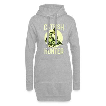 Welsjäger Fischen Wels Angler Angeln - Hoodie-Kleid - Grau meliert - Vorne