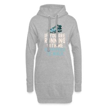 Langsam Laufen Joggen - Slow Runner - Hoodie-Kleid - Grau meliert - Vorne