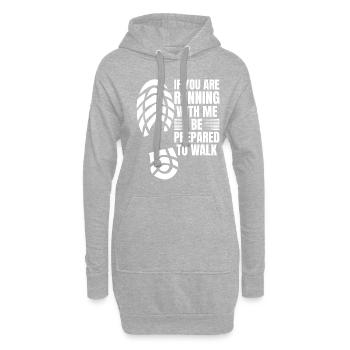 Langsam Laufen Joggen - Slow Runner - Hoodie-Kleid - Grau meliert - Vorne