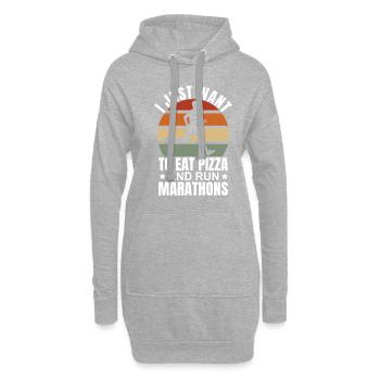 Pizza Und Marathon Läufer Laufen - Hoodie-Kleid - Grau meliert - Vorne