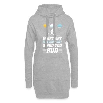 Jeder Tag ist ein guter Tag, wenn du läufst - - Hoodie-Kleid - Grau meliert - Vorne