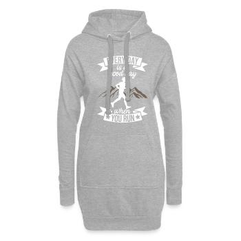 Jeder Tag ist ein guter Tag, wenn du läufst - - Hoodie-Kleid - Grau meliert - Vorne