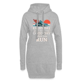 Jeder Tag ist ein guter Tag, wenn du läufst - - Hoodie-Kleid - Grau meliert - Vorne