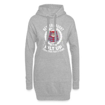 Lieber im Kilt als in der Hose erwischt werden - Hoodie-Kleid - Grau meliert - Vorne