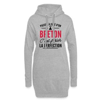 Breton et perfection / cadeau breton - Sweat-shirt à capuche long Femme - gris chiné - Devant