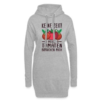 Keine Zeit Meine Tomaten Brauchen Mich - Hoodie-Kleid - Grau meliert - Vorne