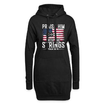 Lobe Ihn Mit Den Saiten Christliche Kirchenmusik - Hoodie-Kleid - Schwarz - Vorne