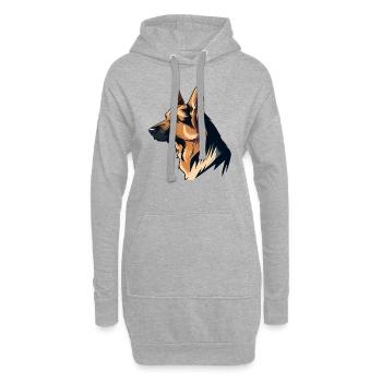 GERMAN SHEPHERD ART PETS PUPPY DOG ANIMALS DRAWING - Hoodie Dress - heather grey - Front