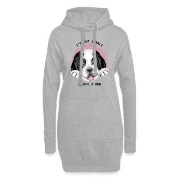 Bernhardinerwelpe. Ich bin nicht Single - Hoodie-Kleid - Grau meliert - Vorne