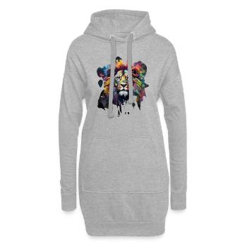 Lion de style graffiti - Sweat-shirt à capuche long Femme - gris chiné - Devant