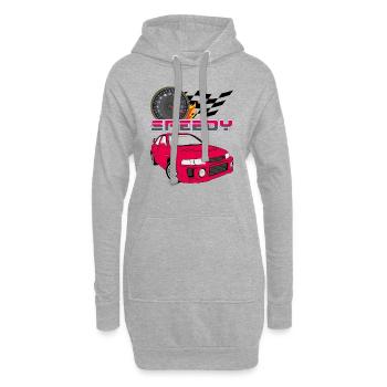 Voiture rouge rétro rapide - Sweat-shirt à capuche long Femme - gris chiné - Devant