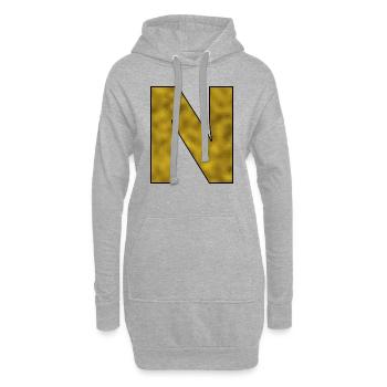 Lettre N Or - Sweat-shirt à capuche long Femme - gris chiné - Devant
