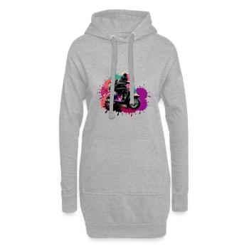 moto, scooter, coloré, peinture, éclaboussure de couleur - Sweat-shirt à capuche long Femme - gris chiné - Devant