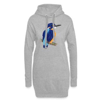 Nettes Design mit einem Eisvogel I - Hoodie-Kleid - Grau meliert - Vorne