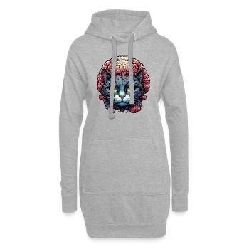 Coole Katze / lustig / Tier / Haustier / verrückt - Hoodie-Kleid - Grau meliert - Vorne