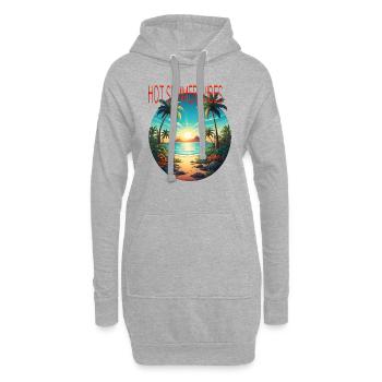 Ambiance estivale chaude - Sweat-shirt à capuche long Femme - gris chiné - Devant