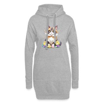 Katze Verspielt Entzückend Spaß Tier Bunt Geometrisch - Hoodie-Kleid - Grau meliert - Vorne