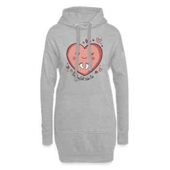 Geburt Schwanger - Bauchgefühl Liebe pur - Hoodie-Kleid - Grau meliert - Vorne