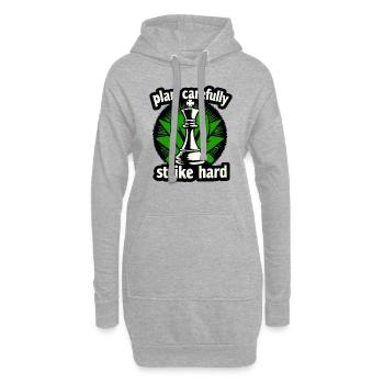 Schach plan carefully strike hard - Hoodie-Kleid - Grau meliert - Vorne
