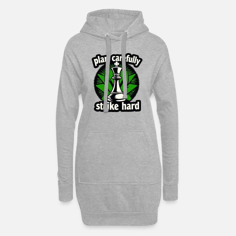 Schach plan carefully strike hard - Hoodie Dress - heather grey