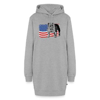 Bouledogue anglais Amérique Flag Dogs Wilsigns - Sweat-shirt à capuche long Femme - gris chiné - Devant