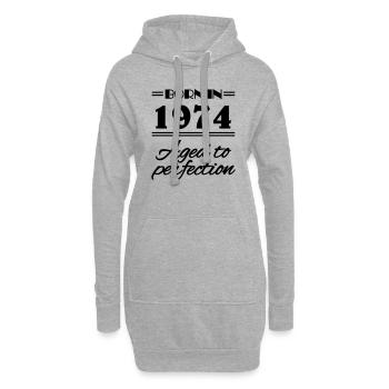 Born in 1974 Aged to perfection - Hoodie-Kleid - Grau meliert - Vorne