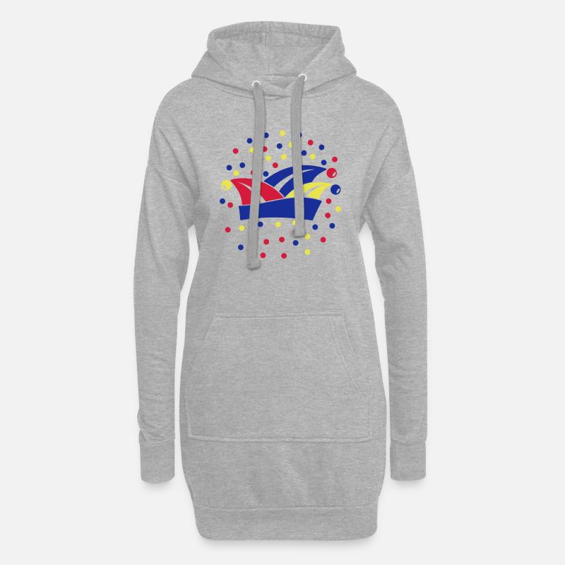 Fasching Karneval Narrenkappe 1, 2 oder 3 Farben - Hoodie-Kleid - Grau meliert