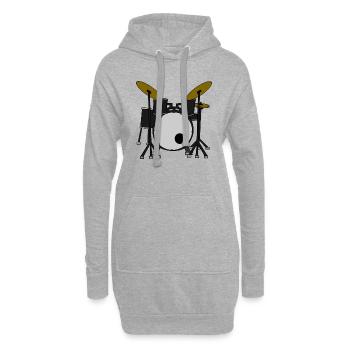 Schlagzeug / Drums - Hoodie-Kleid - Grau meliert - Vorne