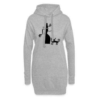 Hexe Katze Halloween Geschenk gruselig Silhouette - Hoodie-Kleid - Grau meliert - Vorne