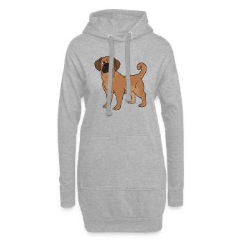 Puggle Beagle Mops Hund - Hoodie-Kleid - Grau meliert - Vorne