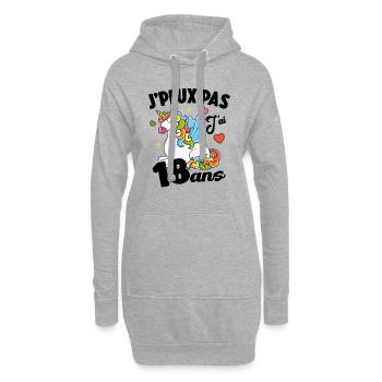 Je Peux Pas J'ai 18 Ans Anniversaire Cadeau - Sweat-shirt à capuche long Femme - gris chiné - Devant