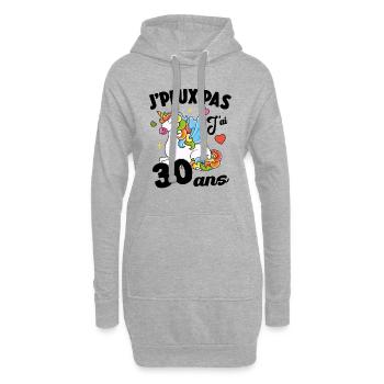Je Peux Pas J'ai 30 Ans Anniversaire Cadeau - Sweat-shirt à capuche long Femme - gris chiné - Devant