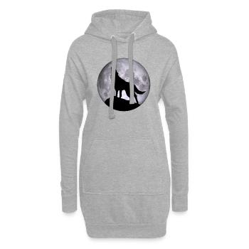 Wolf Vollmond Halloween Nacht Albtraum Nightmare - Hoodie-Kleid - Grau meliert - Vorne